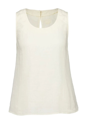 120% Lino linen keyhole cut-out top - White