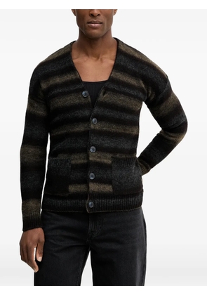 Benetton striped-patern pocket cardigan - Black
