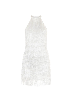 MATTERS STORE Elsa fringed-hem halter-neck mini dress - White
