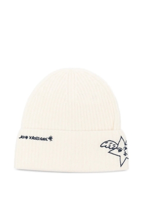 Rossignol x JCC embroidered ribbed beanie - White