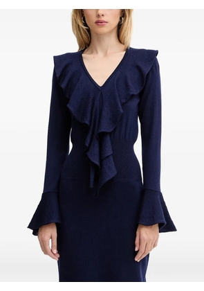 LUISA SPAGNOLI Malimba ruffled V-neck midi dress - Blue