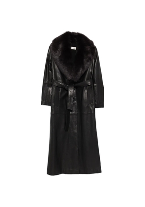 Nour Hammour Dakota fur-collar belted coat - Black