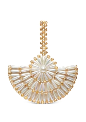 0711 small Amber beaded clutch bag - Neutrals