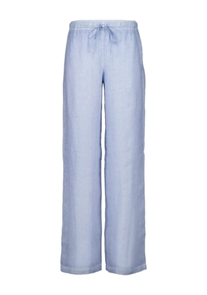 120% Lino drawstring linen pants - Blue