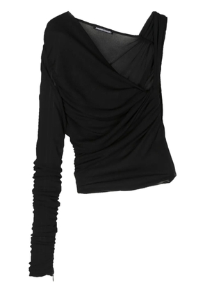 ANDREĀDAMO asymmetric ribbed jersey top - Black