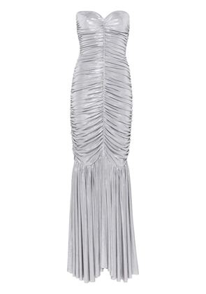 Norma Kamali Slinky ruched fishtail gown - Silver