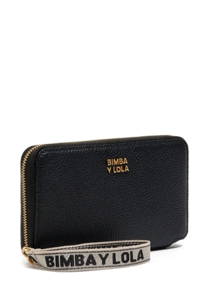 Bimba y Lola logo-plaque zip-around leather wallet - Black