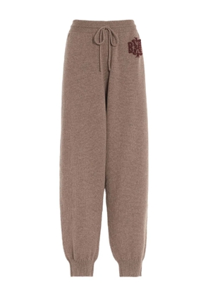 Barrie embroidered-logo knitted trousers - Brown