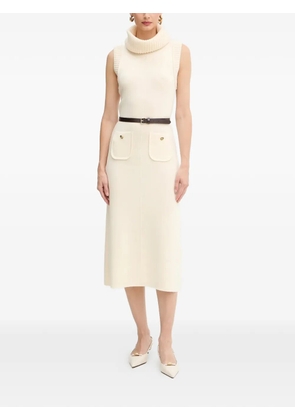 LUISA SPAGNOLI roll-neck front-pocket midi dress - Neutrals