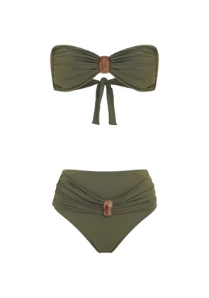 Brigitte Dalia wooden-detail bikini - Green