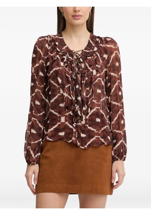 Pedro Del Hierro ruffled patterned top - Brown