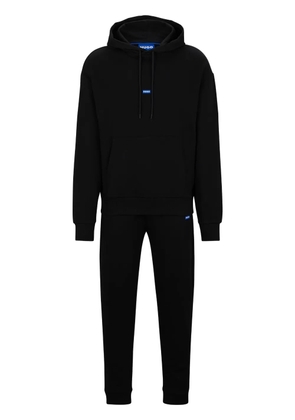 HUGO logo-appliqué cotton hoodie - Black
