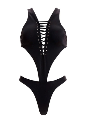 Agua Bendita lace-up cut-out swimsuit - Black