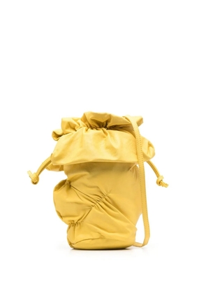 Discord Yohji Yamamoto leather gathered-detail bucket bag - Yellow