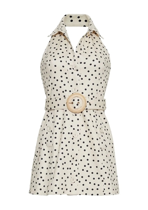 Cara Cara Parker polka-dot belted mini dress - White