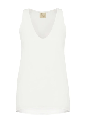 PAULA V-neck silk tank top - White
