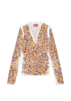 Diesel M-Blomien floral ribbed V-neck cardigan - Brown