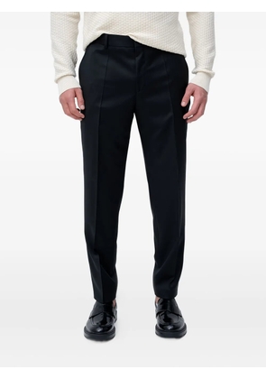 BOSS logo-plaque virgin wool trousers - Black
