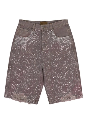 BIRTH OF ROYAL CHILD rhinestone-embellished frayed shorts - Purple