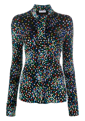 Rabanne geometric print long-sleeve blouse - Black