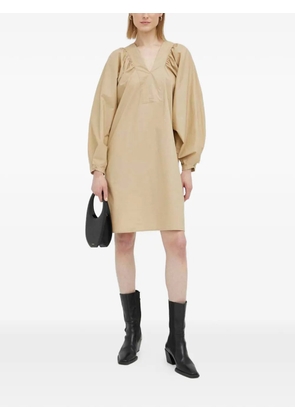 By Malene Birger balloon-sleeve V-neck mini dress - Neutrals