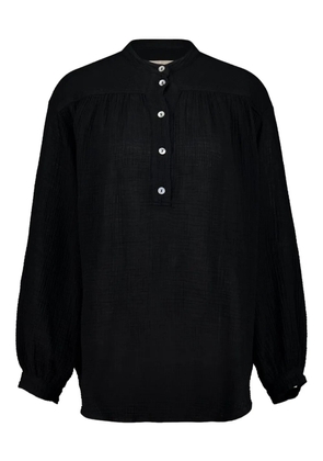 120% Lino buttoned long-sleeve blouse - Black