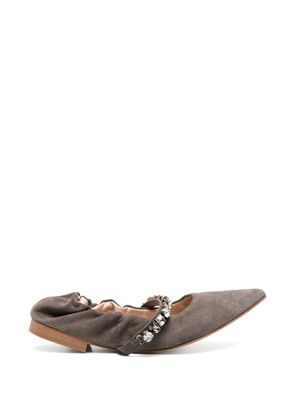 P.A.R.O.S.H. crystal-embellished ballerina shoes - Grey