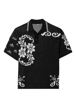Agua Bendita Cobana floral-pattern polo shirt - Black
