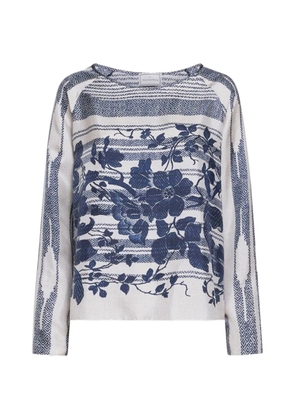 Pierre-Louis Mascia Aloe floral-print longsleeve blouse - Blue