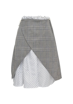 pushBUTTON checked-overlay polka-dot skirt - Grey