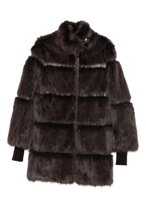 Patrizia Pepe faux fur midi jacket - Brown