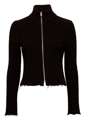 MM6 Maison Margiela ribbed cotton zip-up cardigan - Black
