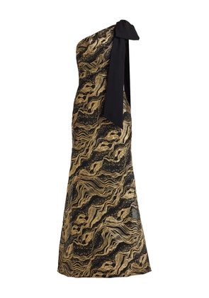 Tadashi Shoji one-shoulder bow-detail maxi dress - Black