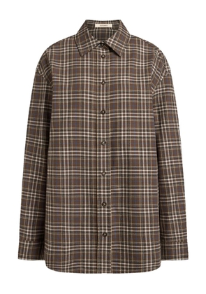 12 STOREEZ checked flannel shirt - Brown