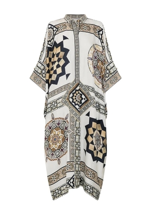 Camilla Tile Style-print kaftan dress - White