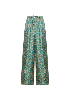 Pierre-Louis Mascia Aloe floral-pattern palazzo pants - Green