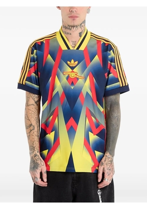 adidas striped v-neck t-shirt - Blue