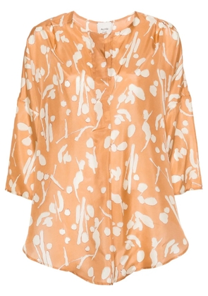 Alysi abstract-print silk blouse - Brown