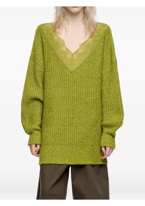 Bimba y Lola lace V-neck sweater - Green