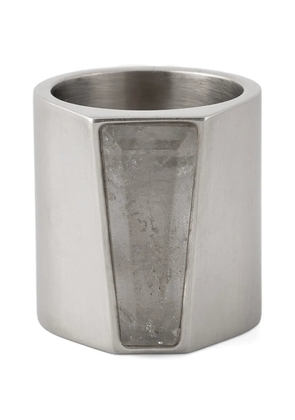 Rick Owens beveled crystal trunk ring - Silver