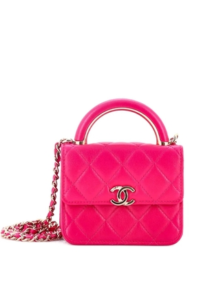 CHANEL Pre-Owned Charming Handle Flap with Chain Quilted Lambskin Mini clutch bag - Pink