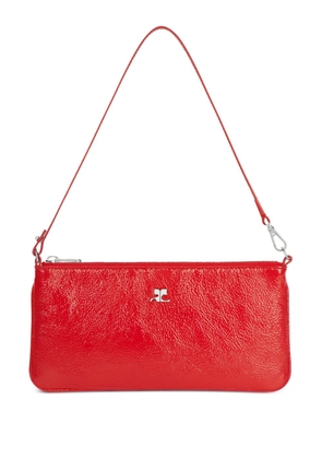 Courrèges logo-plaque zipped pouch - Red