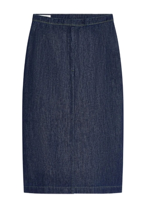 DRIES VAN NOTEN denim pleated-detail midi skirt - Blue