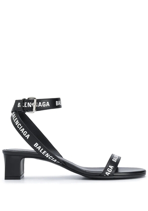 Balenciaga logo ankle strap sandals - Black