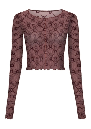 Marine Serre moonogram flocked mesh top - Pink