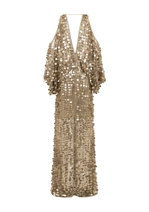 SANA OSMANI Mimi sequin open-shoulder maxi dress - Gold