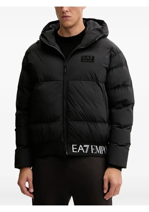 Ea7 Emporio Armani hooded logo-patch jacket - Black
