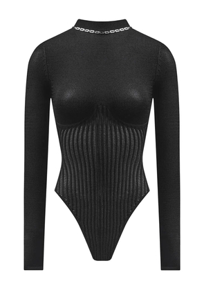 Manière De Voir underbust-contour chain-detail knit black bodysuit