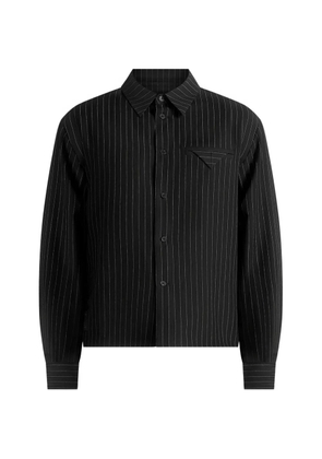 Manière De Voir Arlo pinstripe-pattern long-sleeve black crop shirt