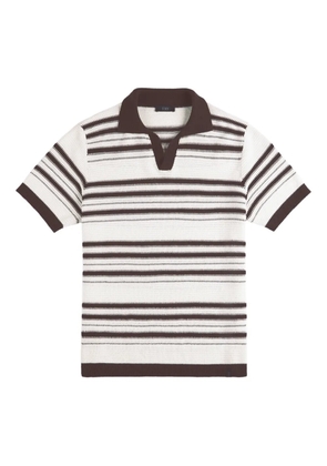Fay striped ribbed-knit short-sleeves polo shirt - White